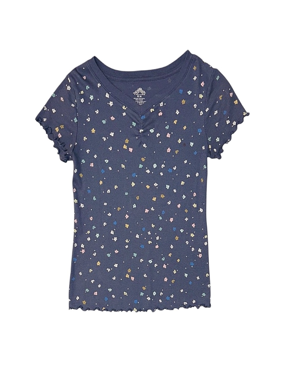 THEREABOUTS Girl's Blue Floral Short Sleeve Shirt Size XL 16